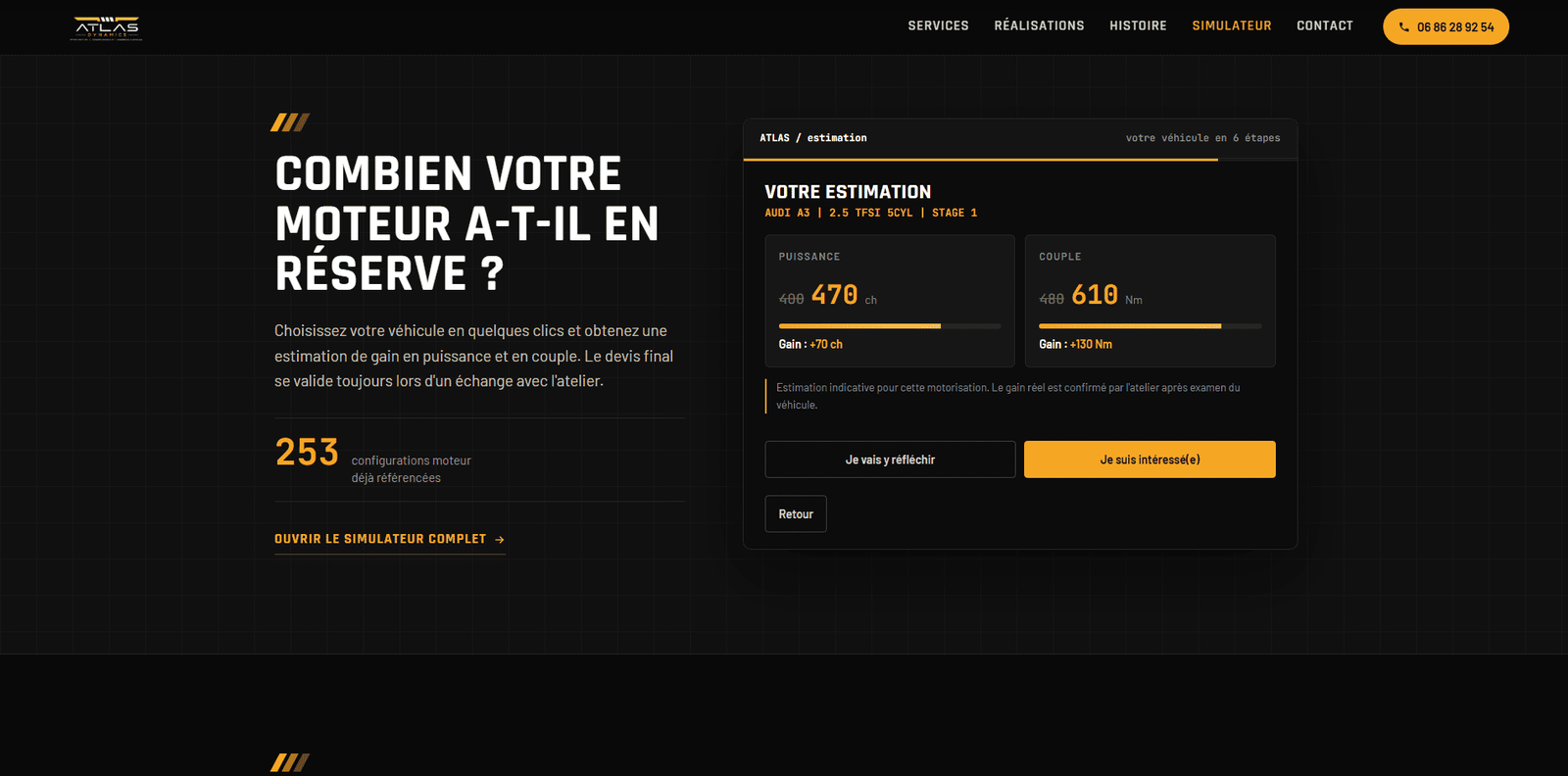 Simulateur de gain de puissance Atlas Dynamics