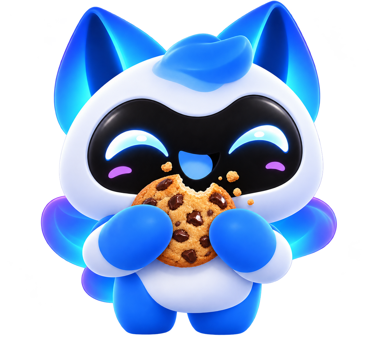 Mascotte Operius croquant un cookie