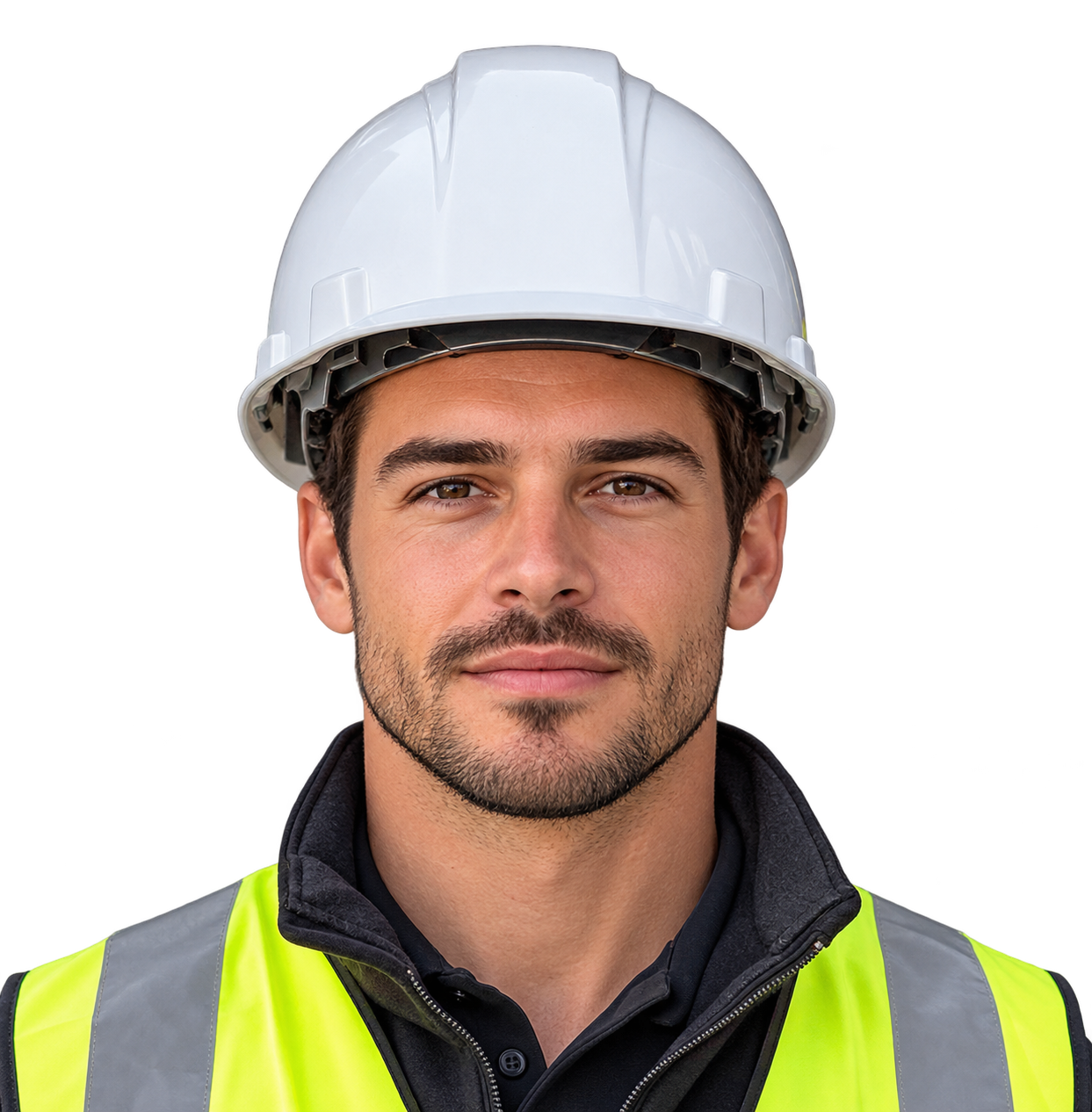 Professionnel du chantier en casque blanc