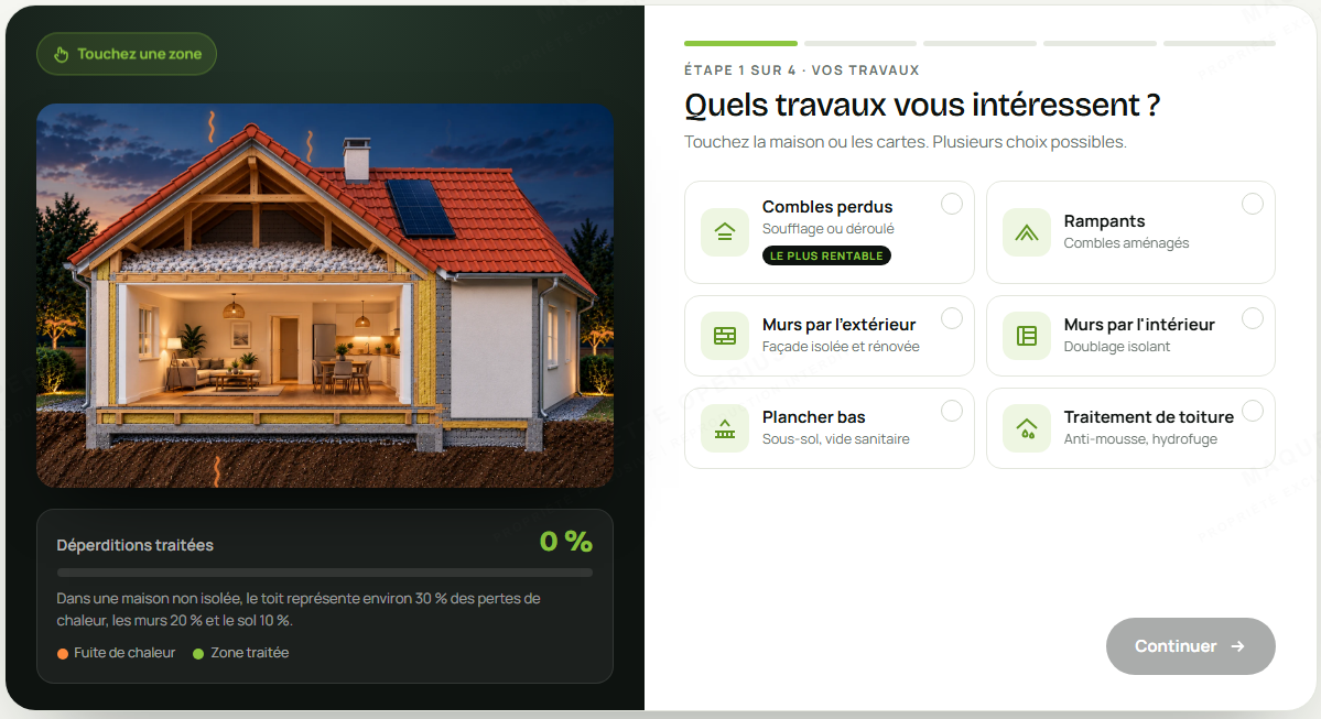 Concept de simulateur de déperdition de chaleur pour un artisan du second oeuvre
